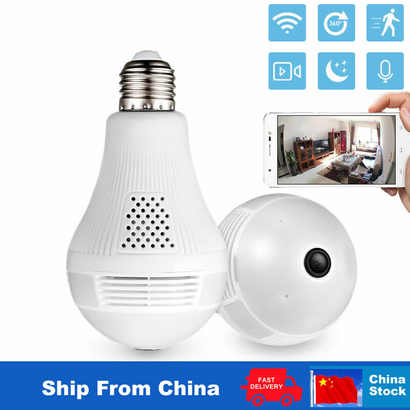 KERUI E27 Wifi IP Camera Light Bulb 360 Panoramic Home Security Lamp Fisheye Night Vision IP Camera 