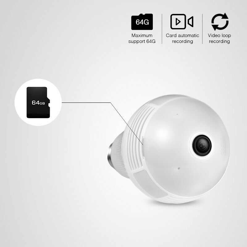 KERUI E27 Wifi IP Camera Light Bulb 360 Panoramic Home Security Lamp Fisheye Night Vision IP Camera 