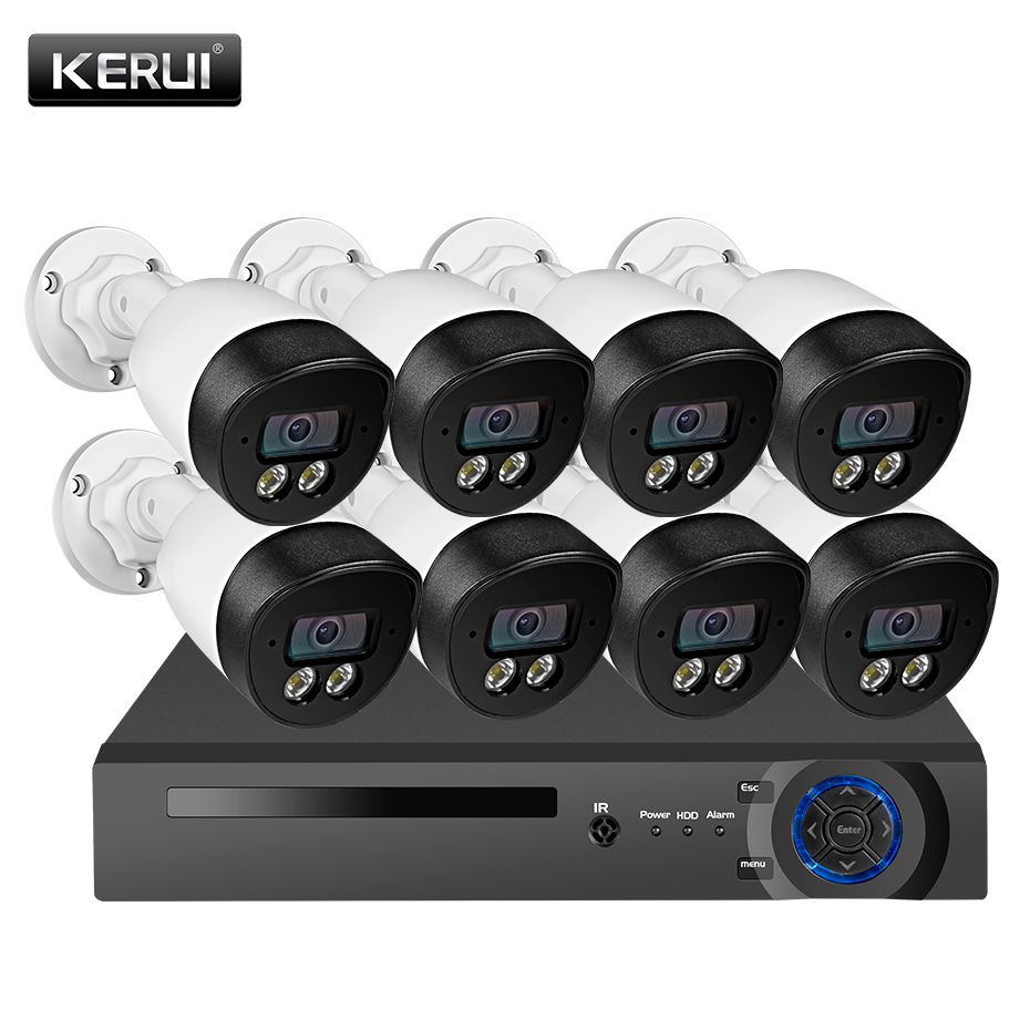 KERUI H.265 8Channel 5MP CCTV Camera System Kit NVR POE IR-CUT Waterproof Camera Video