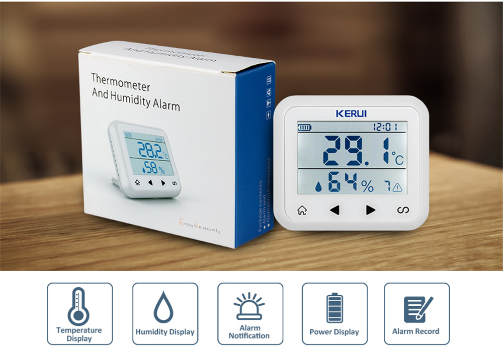 KERUI TD32 LED Display Adjustable Temperature  Alarm Sensor