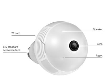 5 units KERUI E27 Wifi IP Camera Light Bulb 360 Panoramic Lamp Fisheye Night IP Camera