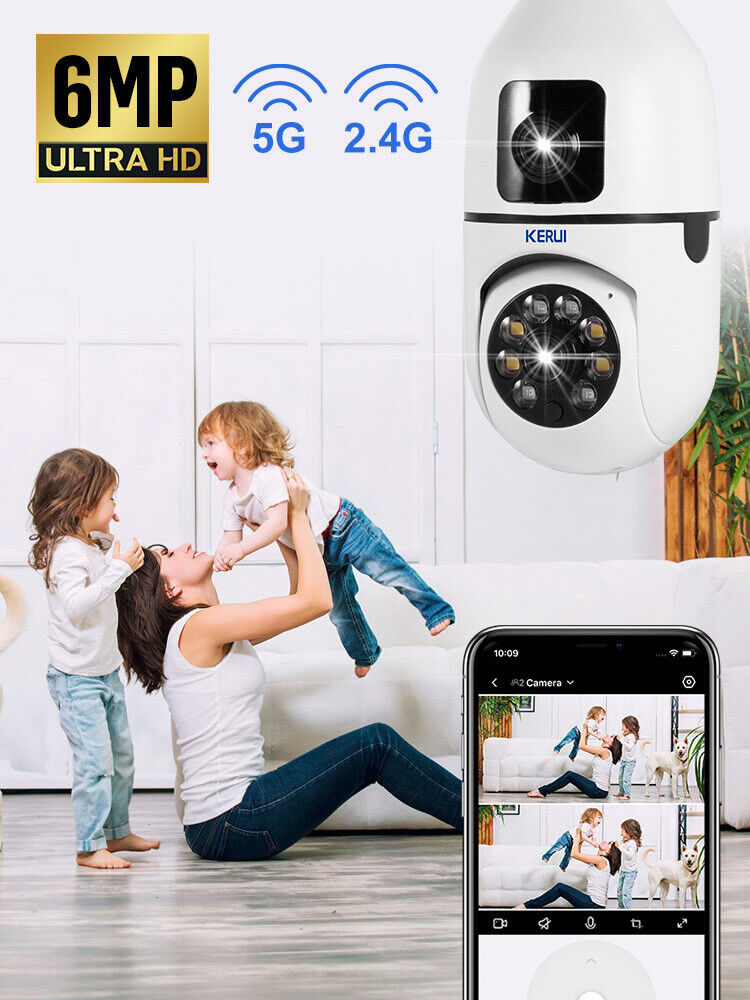 KERUI E27 6MP 1080P WIFI Dual lens Light bulb Camera