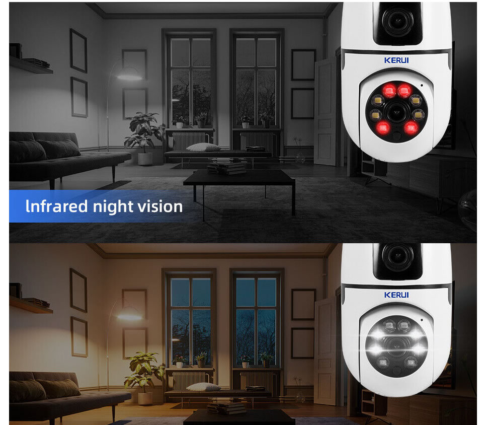 KERUI E27 6MP 1080P WIFI Dual lens Light bulb Camera