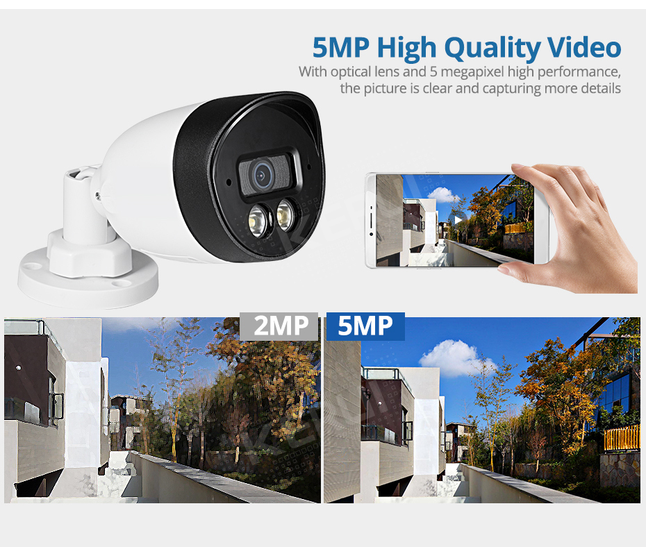 KERUI H.265 8Channel 5MP CCTV Camera System Kit NVR POE IR-CUT ...