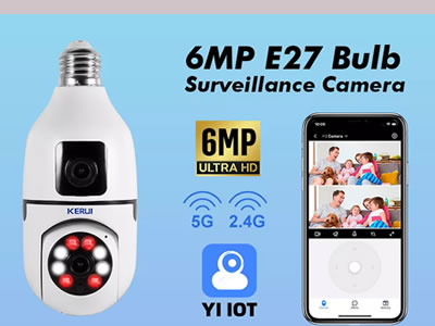 KERUI E27 6MP 1080P WIFI Dual lens Light bulb Camera